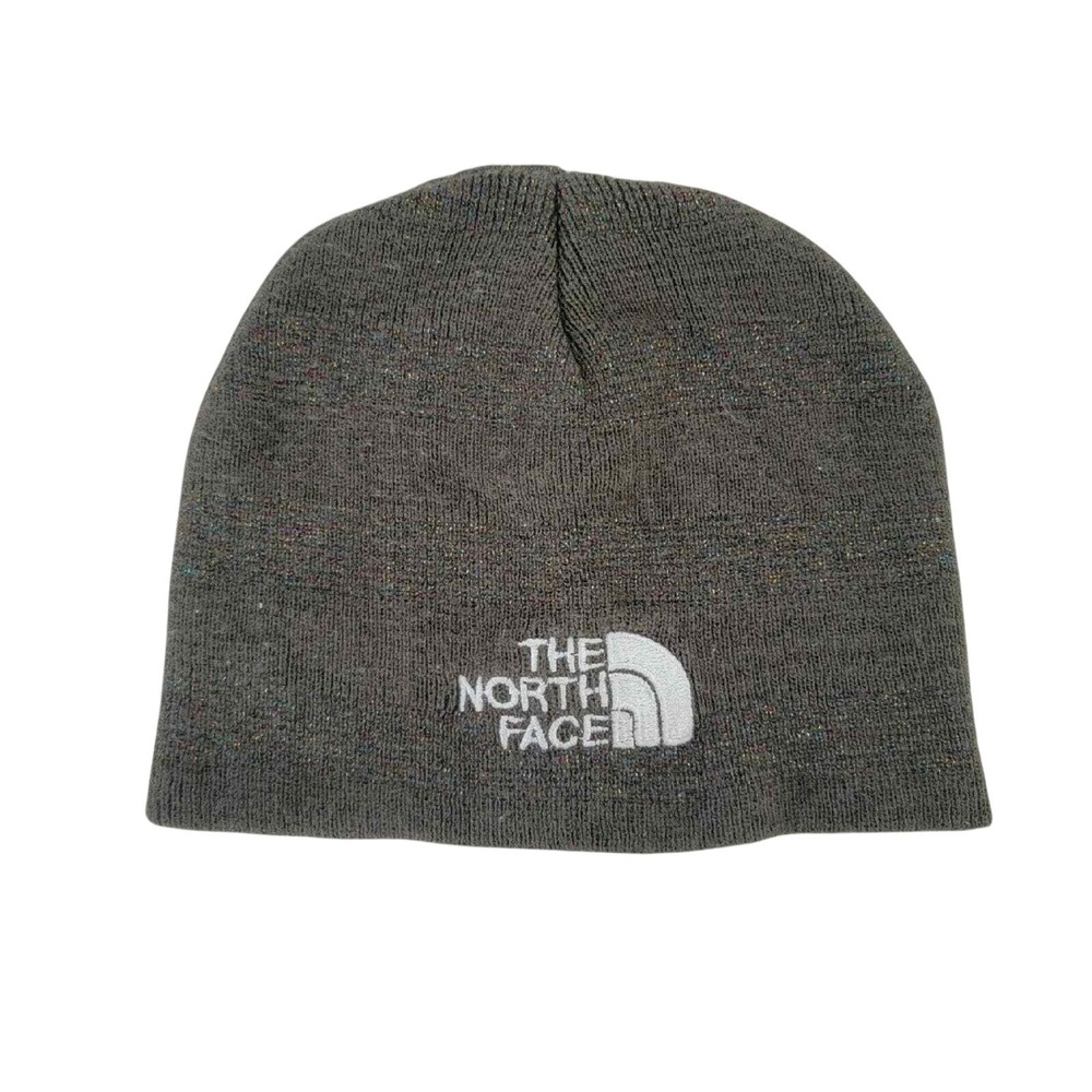 The North Face Beanie Kids Gray Speckled Knit Embroidered Logo Hat